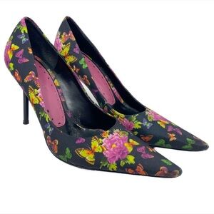 BCBGirls Floral Butterfly Spike Heels Size 8 Pointed Toe Barbiecore